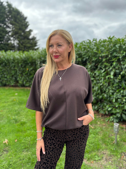 Chocolate Drawstring Hem Top Judy